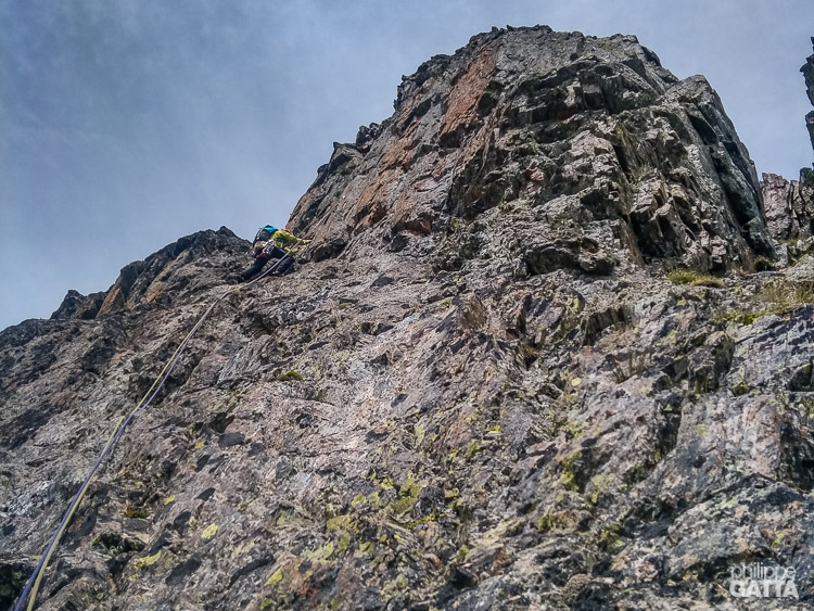 The upper part of Aiguille de la Glière: 6a+ pitch (© P. Gatta)