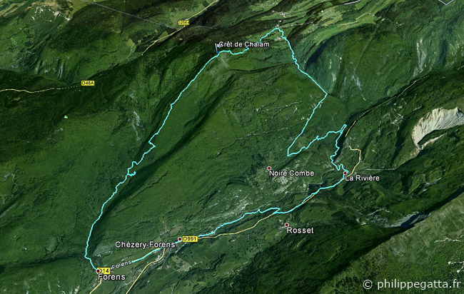 Overview of the Crêt de Chalam trail (© P. Gatta)