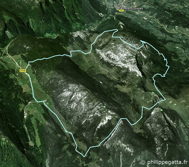 Map of Sous Dine (Bornes Massif) trail (© P. Gatta)